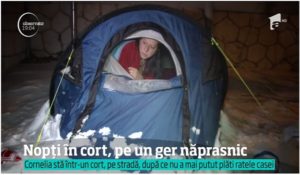 Cornelia din Drobeta Turnu Severin doarme in cort Cornelia din Drobeta Turnu Severin doarme in cort
